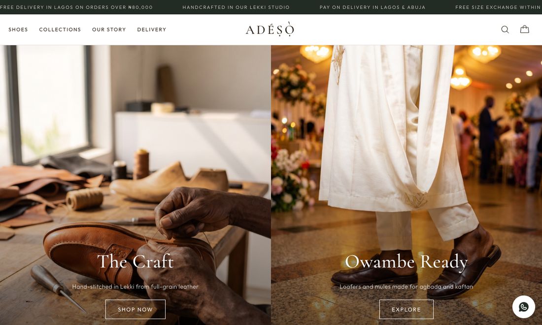 Adéṣọ̀ men's footwear website